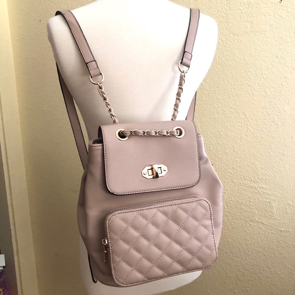 Dusty pink/ almost taupe backpack gold hardware
